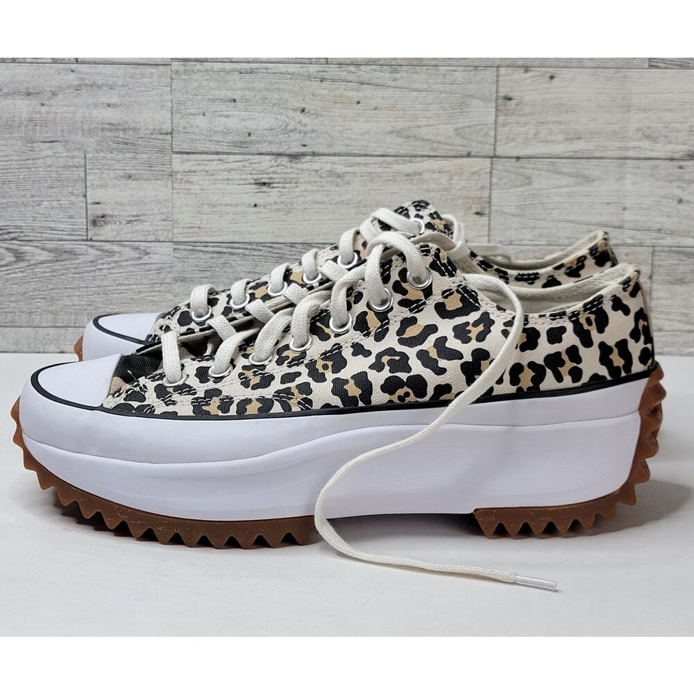 Converse Chuck Taylor 10M Low Top Chunky Platform Leopard Run Star Tennis Shoes - Picture 2 of 12